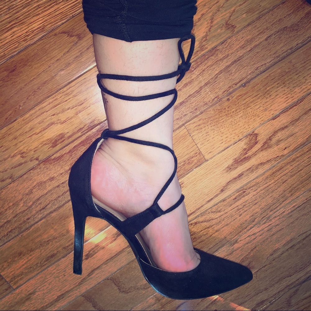 Pointed Lace Up Heels